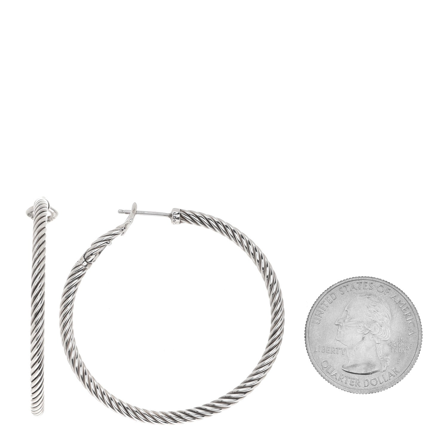 David Yurman Sterling Silver Medium Cable Classics Hoop Earrings 2 of 6