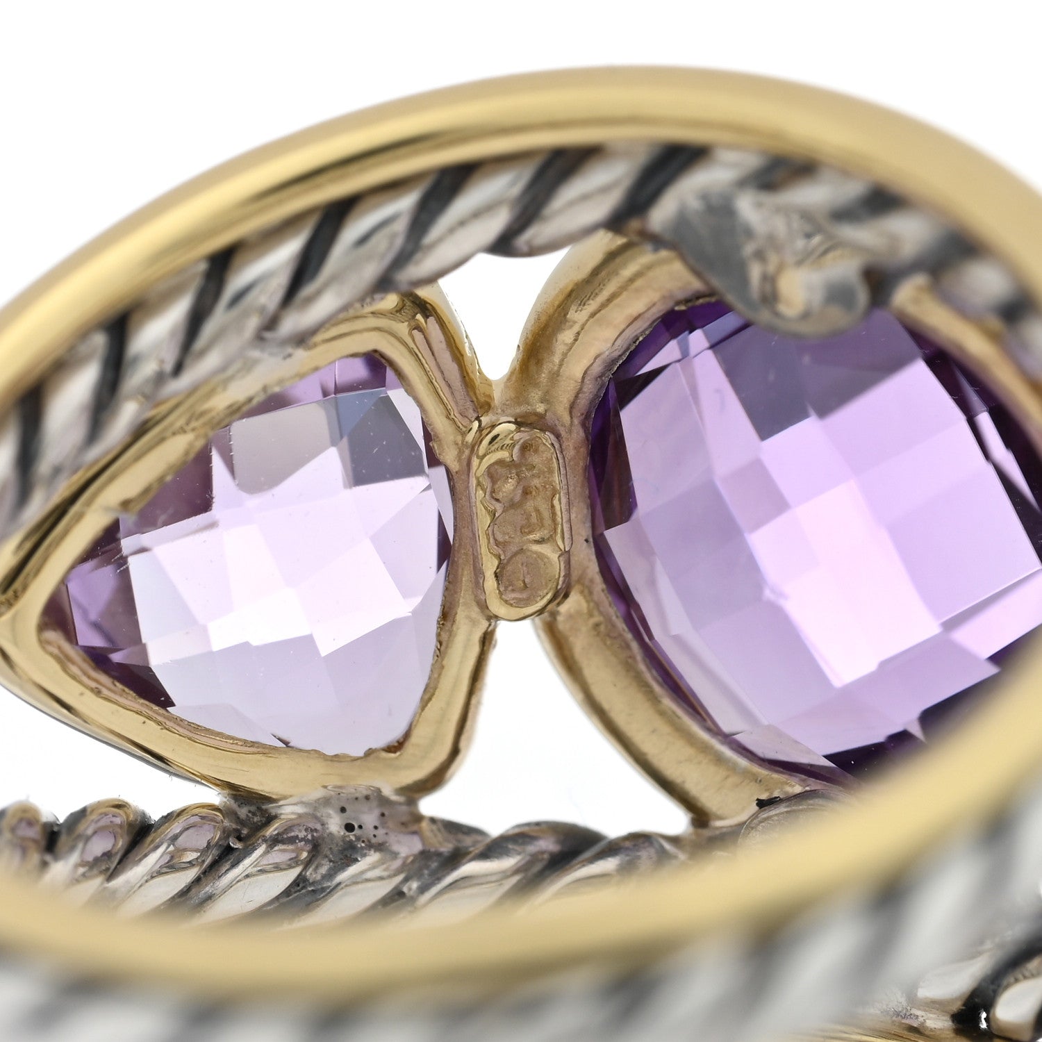 David Yurman Sterling Silver 18K Yellow Gold Amethyst Renaissance Ring 53 6.5 5 of 5