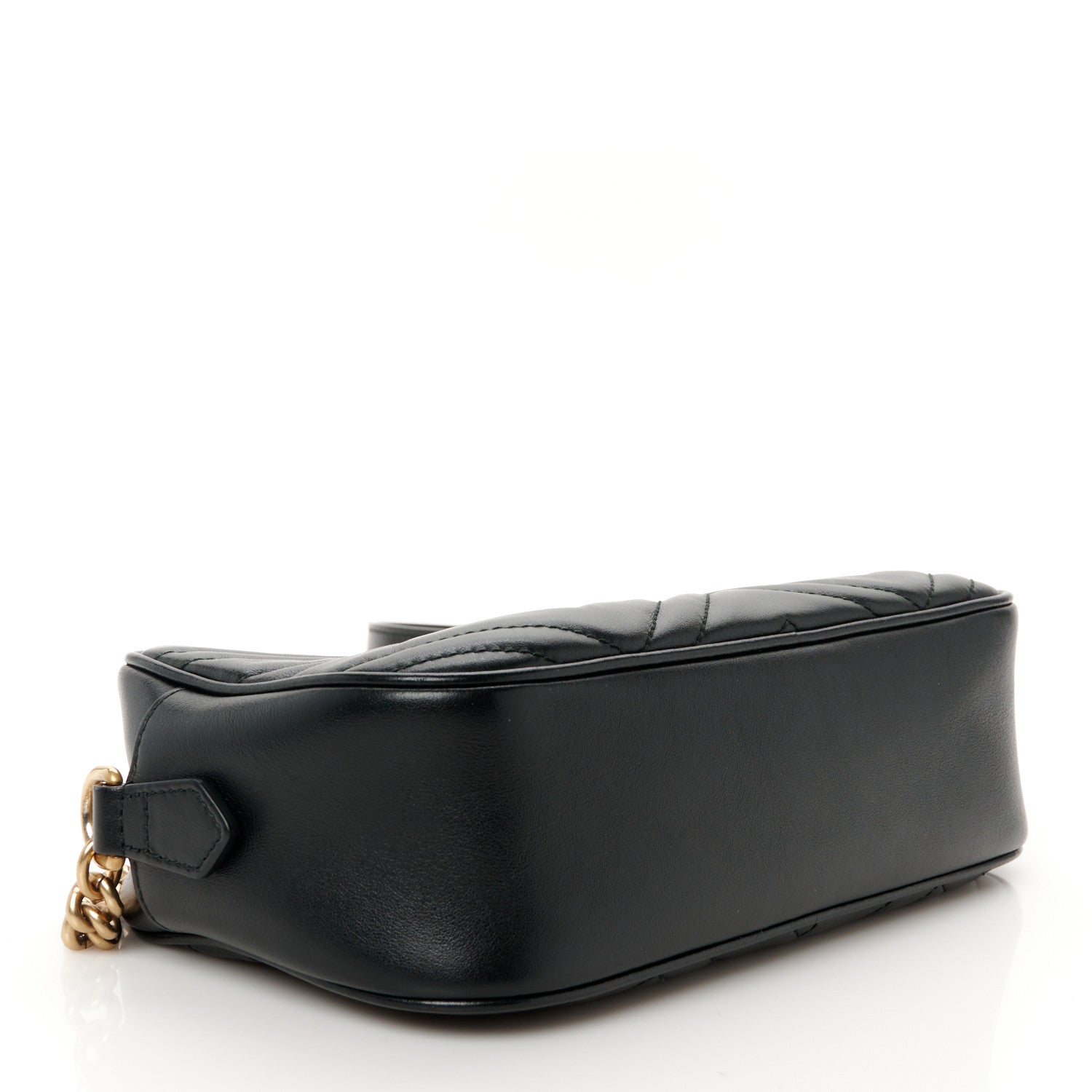 Gucci Calfskin Matelasse Small GG Marmont Chain Shoulder Bag Black 4 of 11