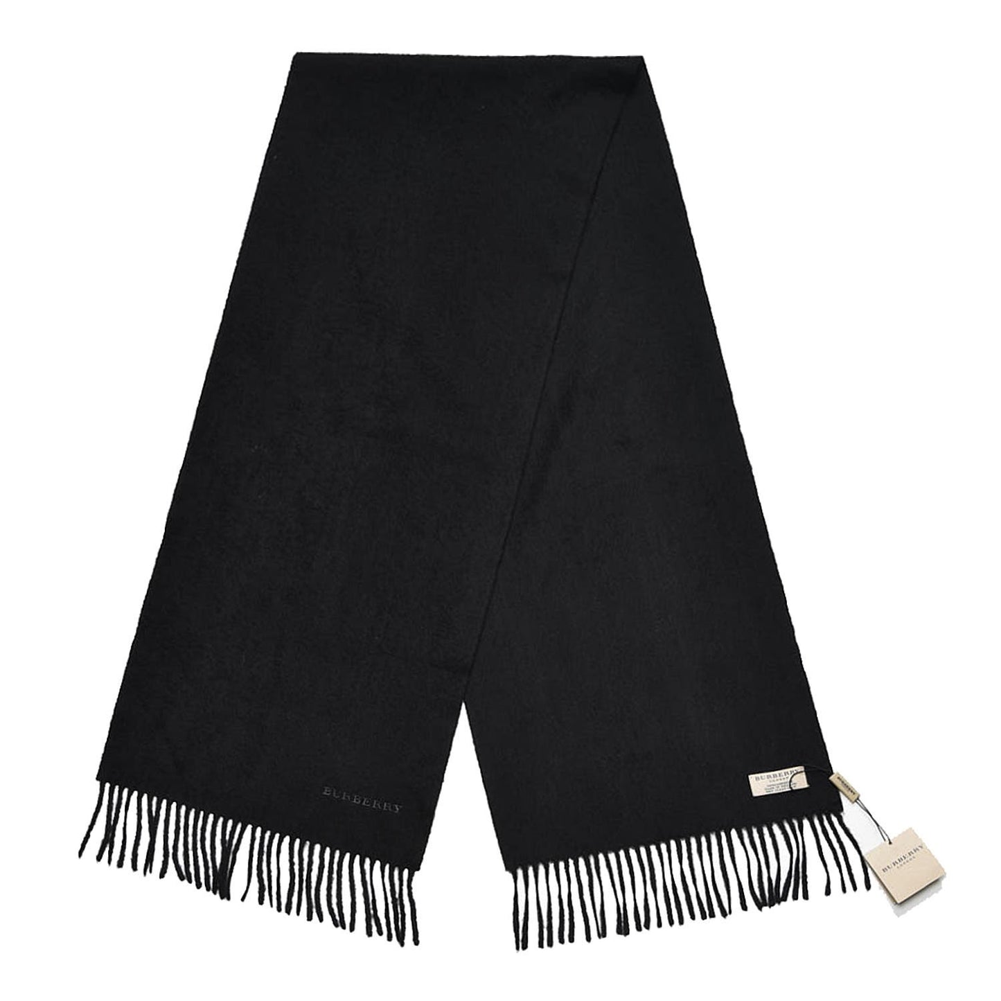 Cashmere Embroidered Fringe Scarf Black