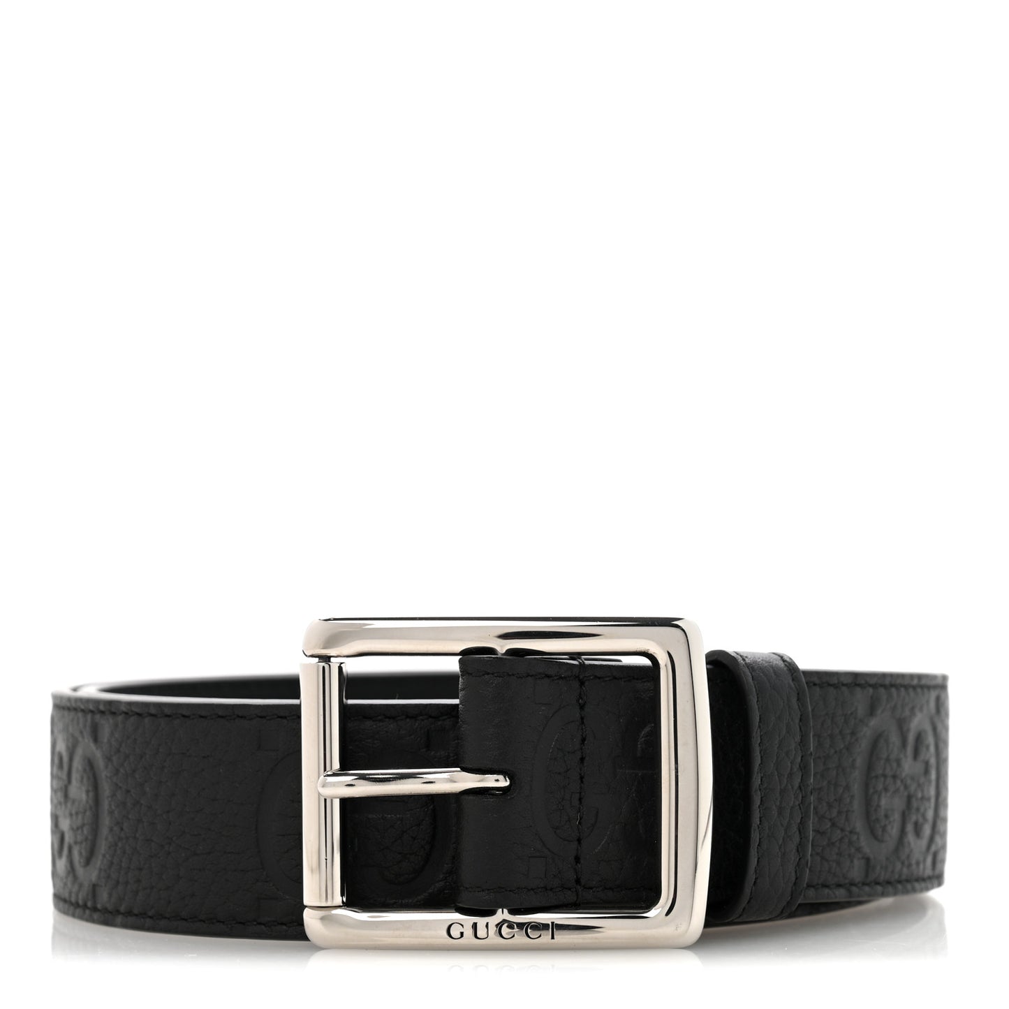 Piuma Calfskin Jumbo GG Embossed 35mm Belt 80 32 Black