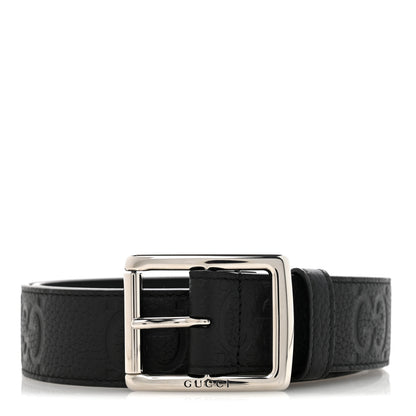 Gucci Piuma Calfskin Jumbo GG Embossed 35mm Belt 80 32 Black 1 of 7