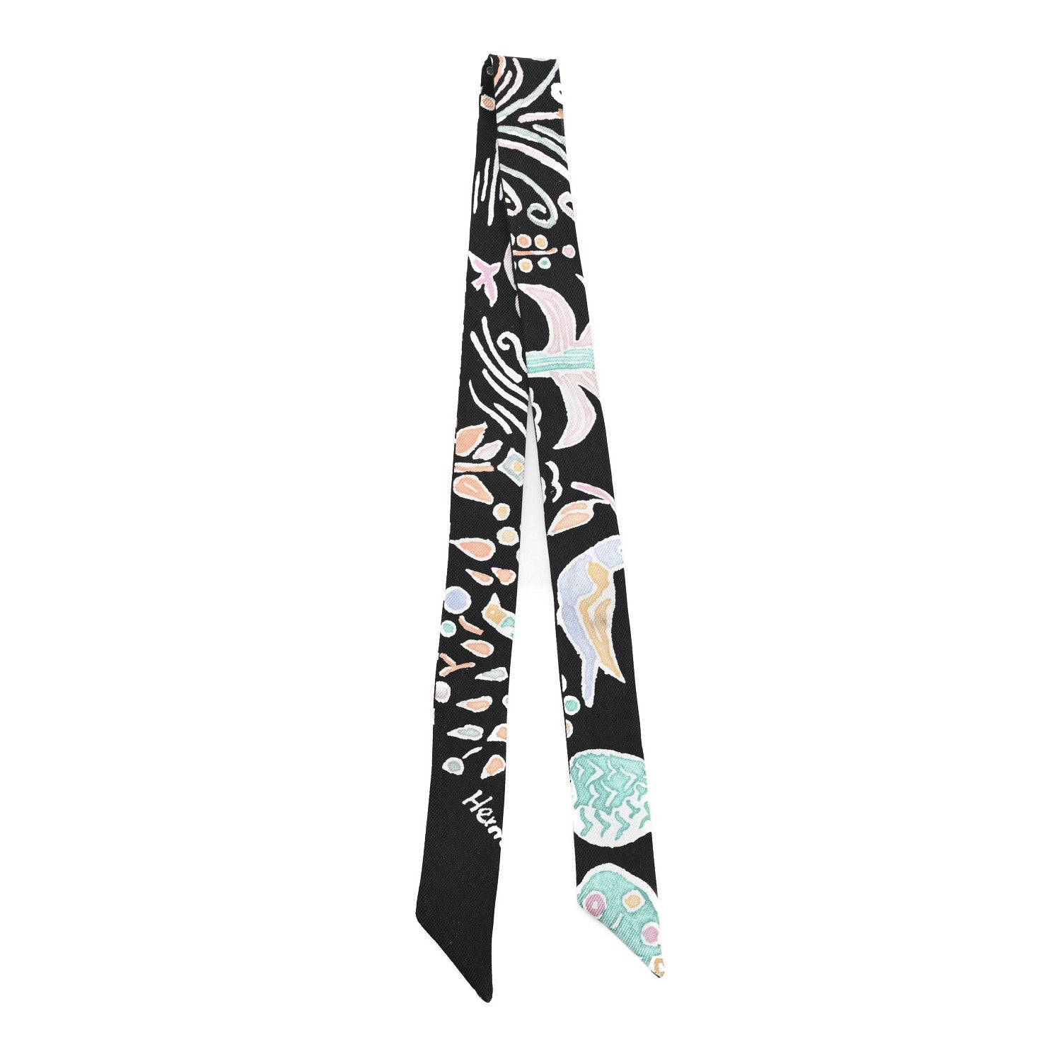Hermes Silk Isola Di Primavera Doll Twilly Black Vert Rose 3 of 3