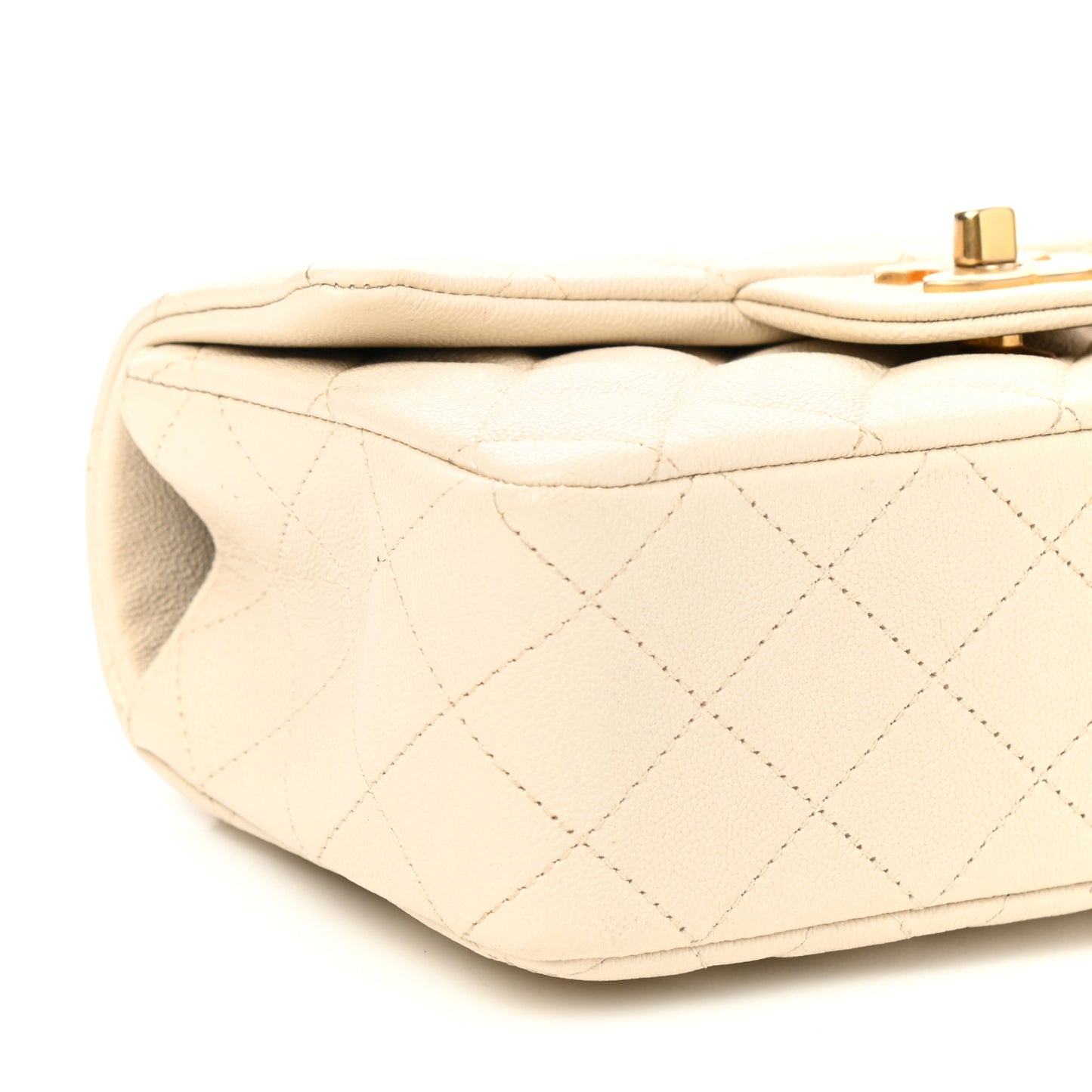 Caviar Quilted Mini Top Handle Rectangular Flap Beige