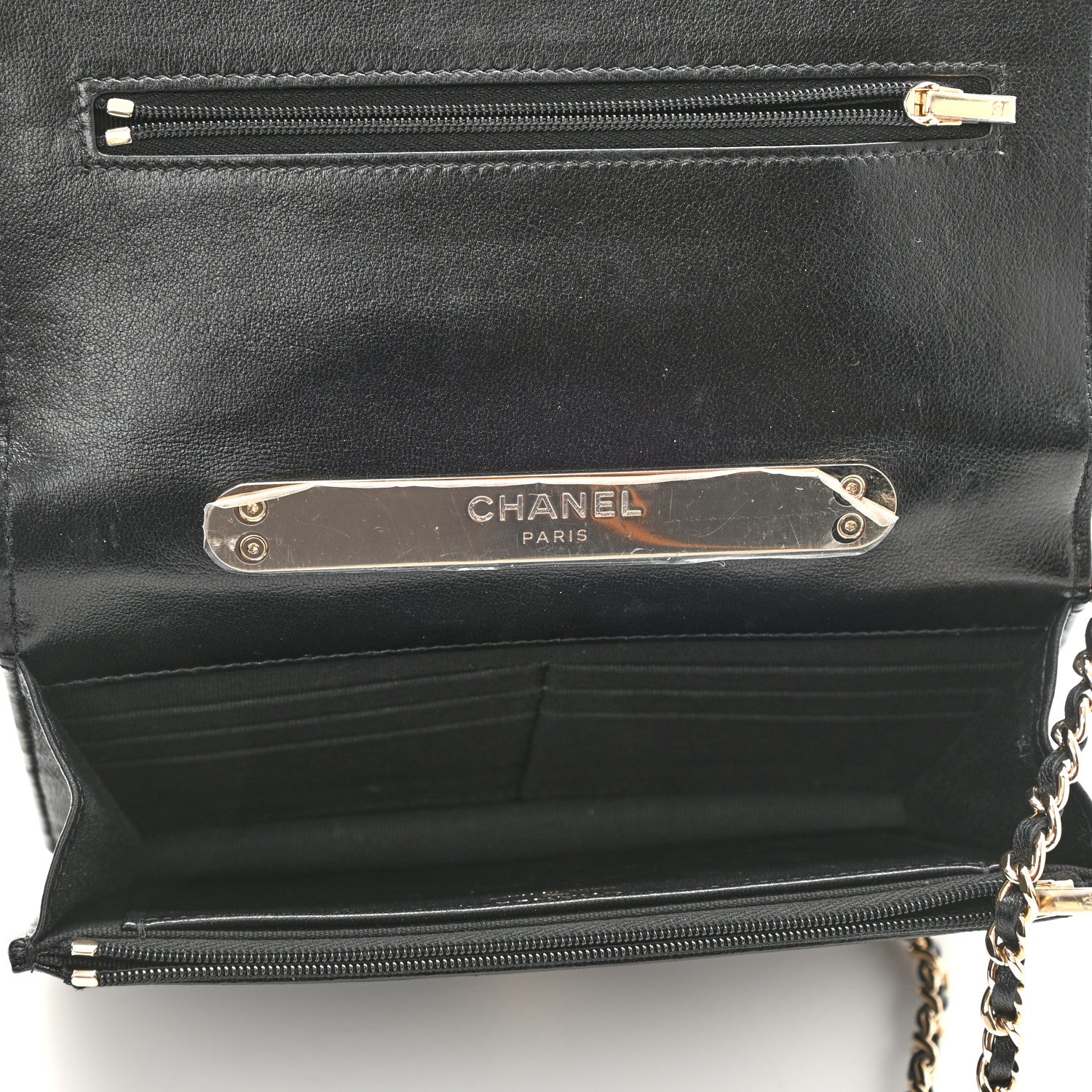 Chanel Lambskin Quilted Top Handle Wallet On Chain WOC Black 5 of 12