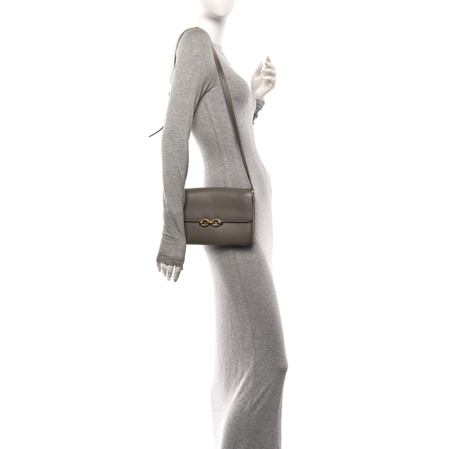 Saint Laurent Smooth Calfskin Le Maillon Satchel Greyish Brown 3 of 11