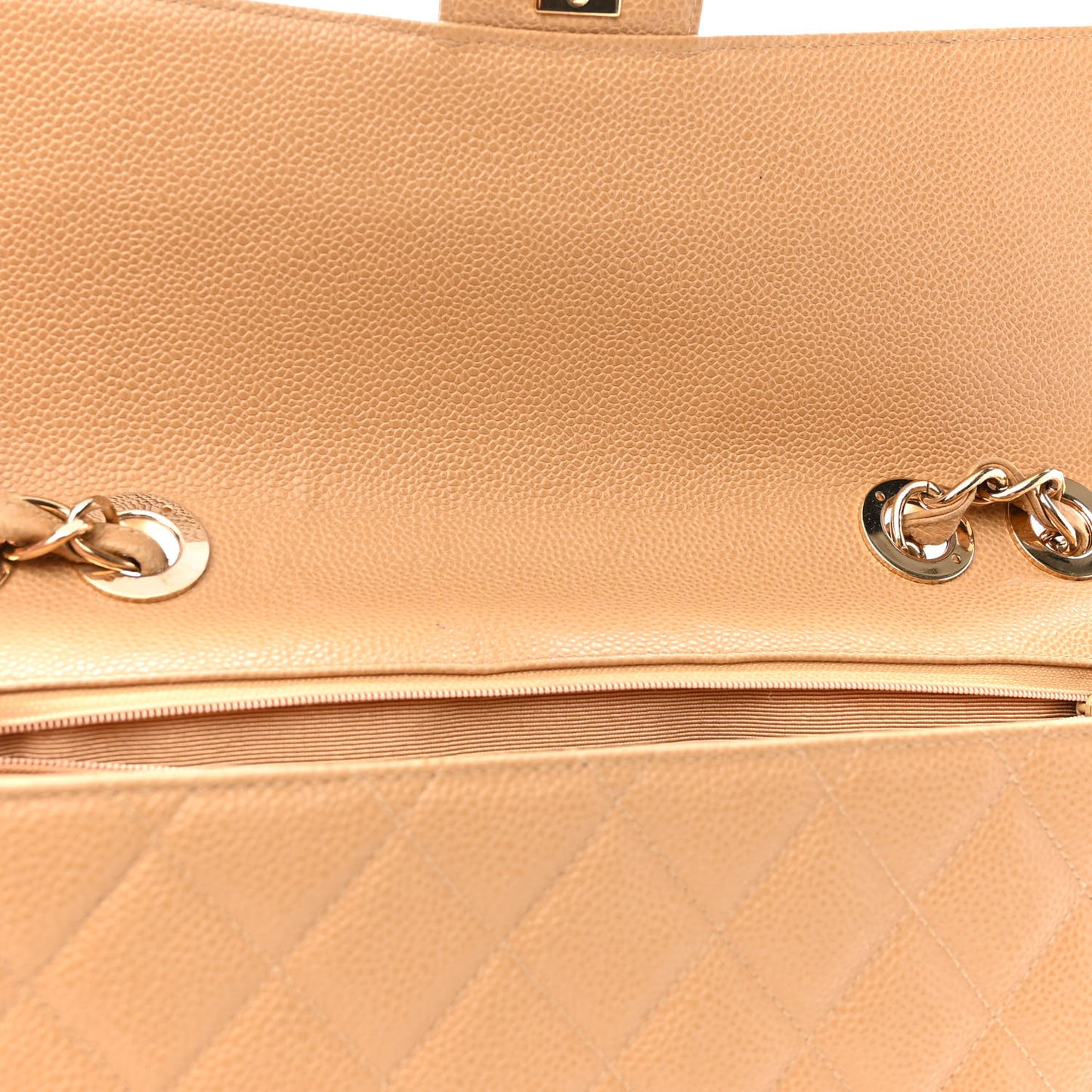 Caviar Quilted Jumbo Single Flap Beige