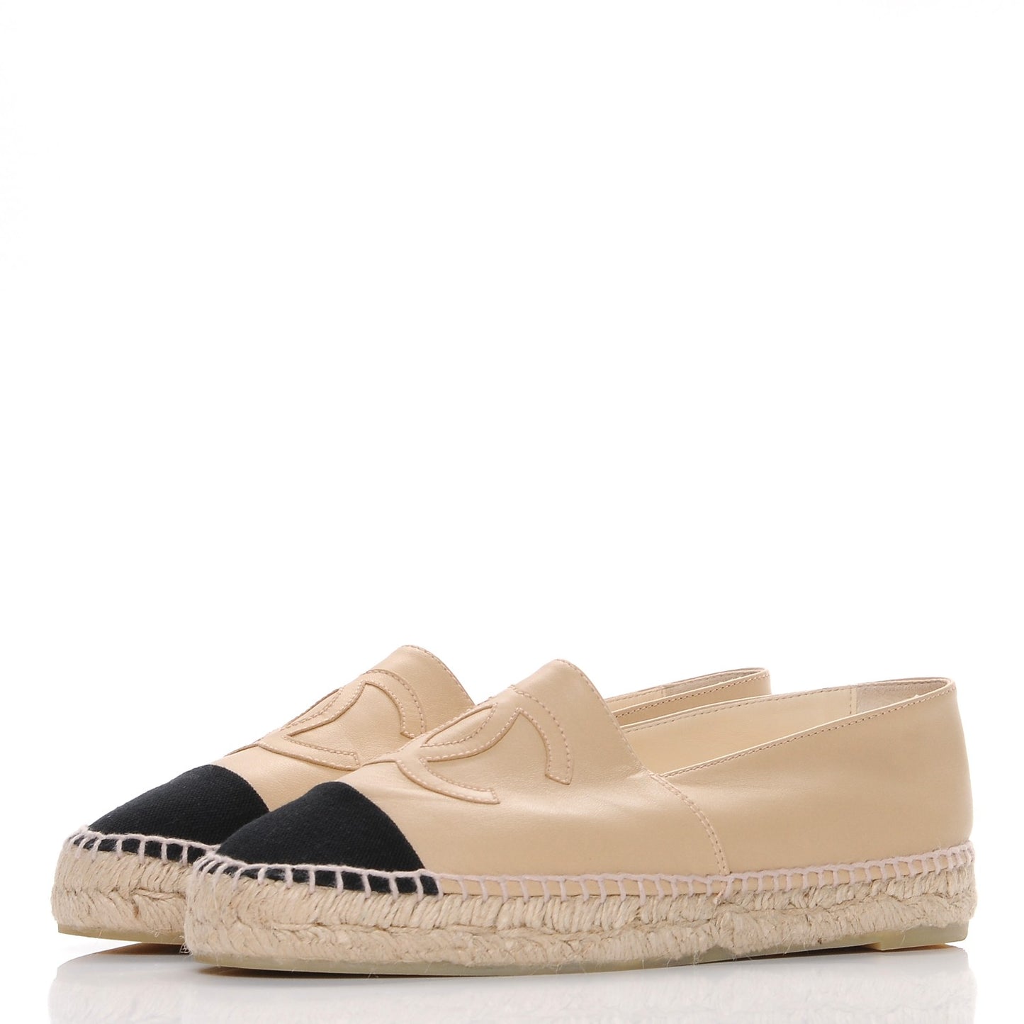 Lambskin CC Espadrilles 40 Beige Black