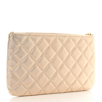 Chanel Metallic Lambskin Quilted Cosmetic Case Gold 3 of 8