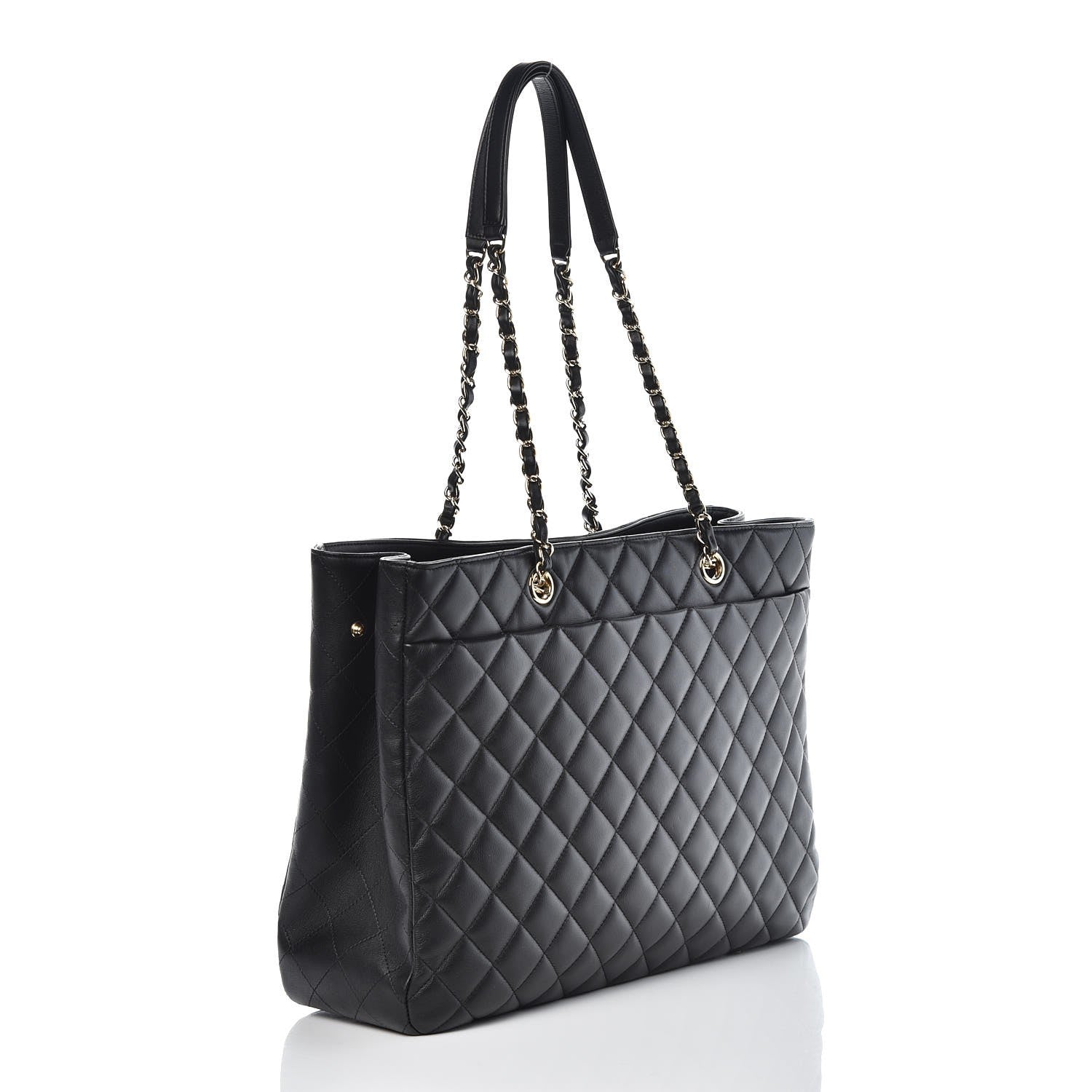 Chanel Calfskin Quilted Large CC Shopping Tote Black 3 of 11