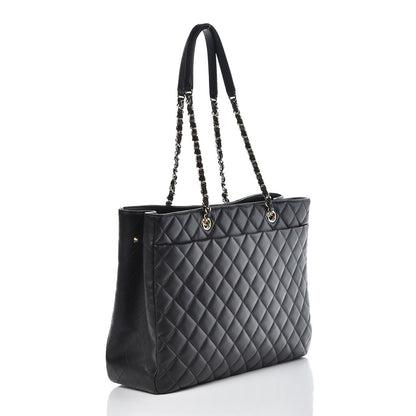 Chanel Calfskin Quilted Large CC Shopping Tote Black 3 of 11