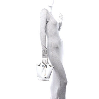Hermes Taurillon Clemence Picotin Lock 18 PM White 3 of 13