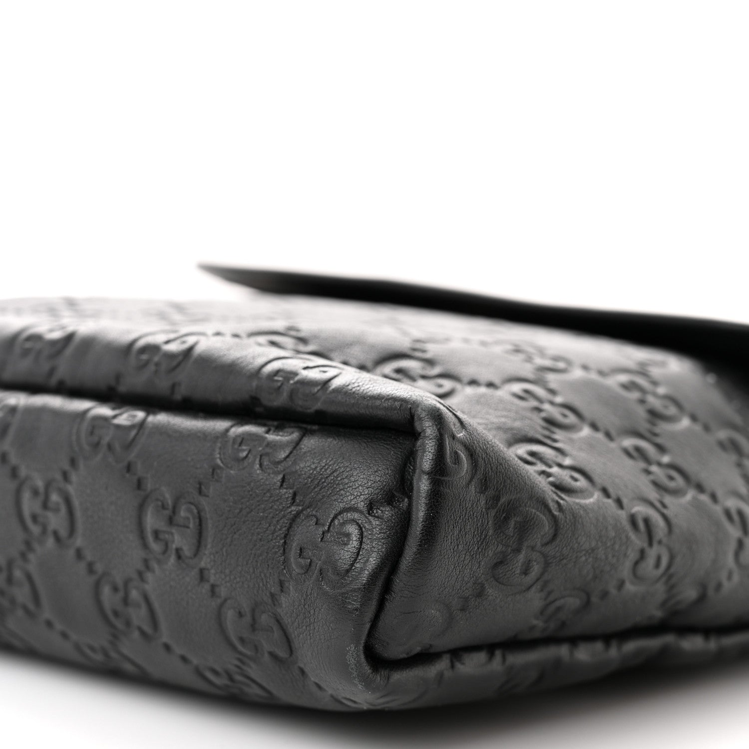 Gucci Guccissima Small Flap Messenger Bag Black 10 of 12