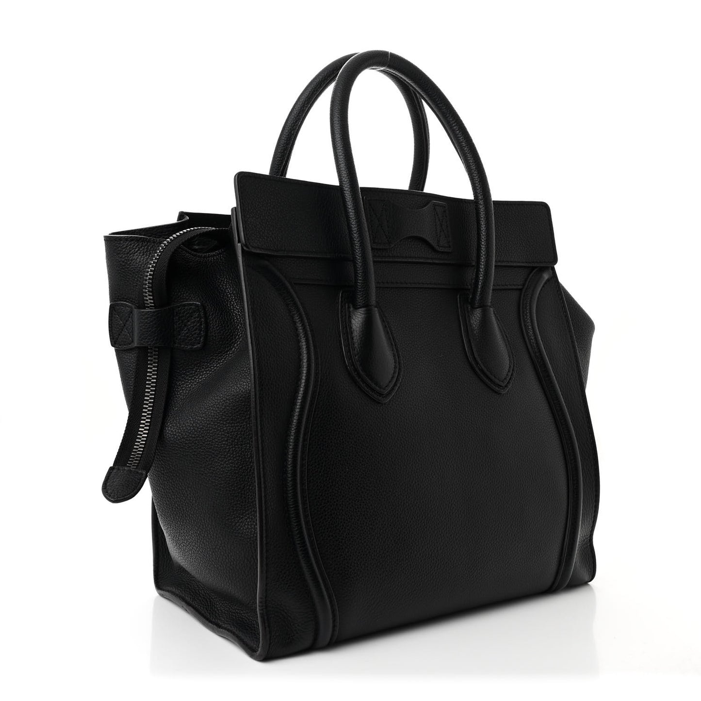 Drummed Calfskin Mini Luggage Black