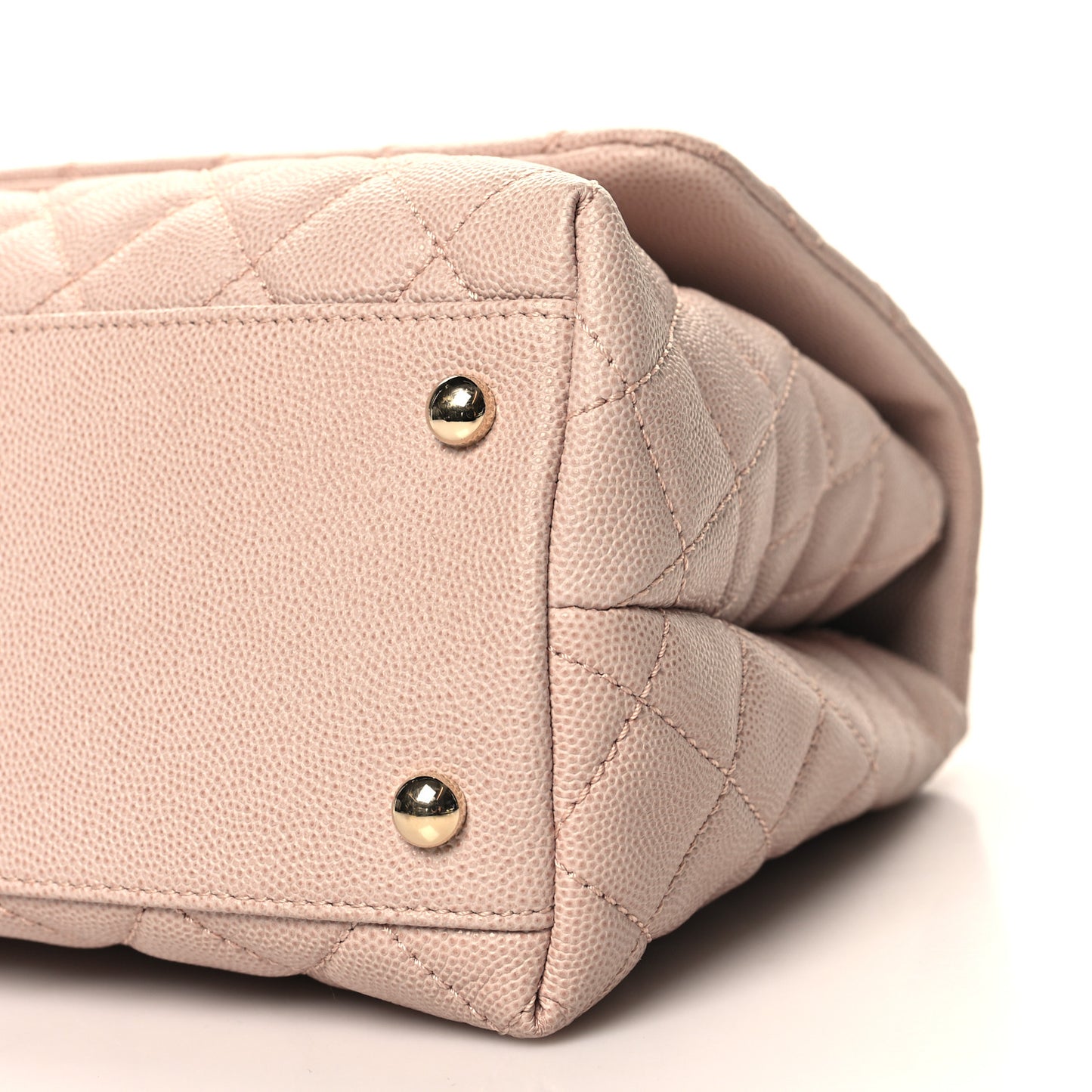 Caviar Quilted Small Coco Handle Flap Beige