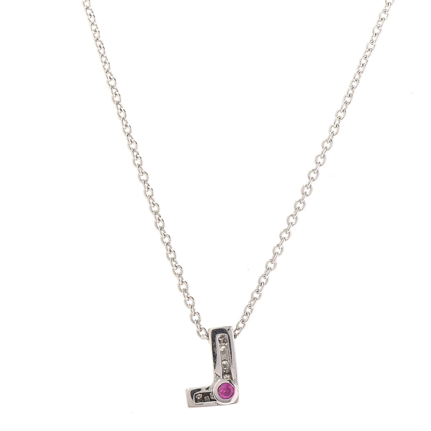 18K White Gold Diamond Love Letter L Pendant Necklace