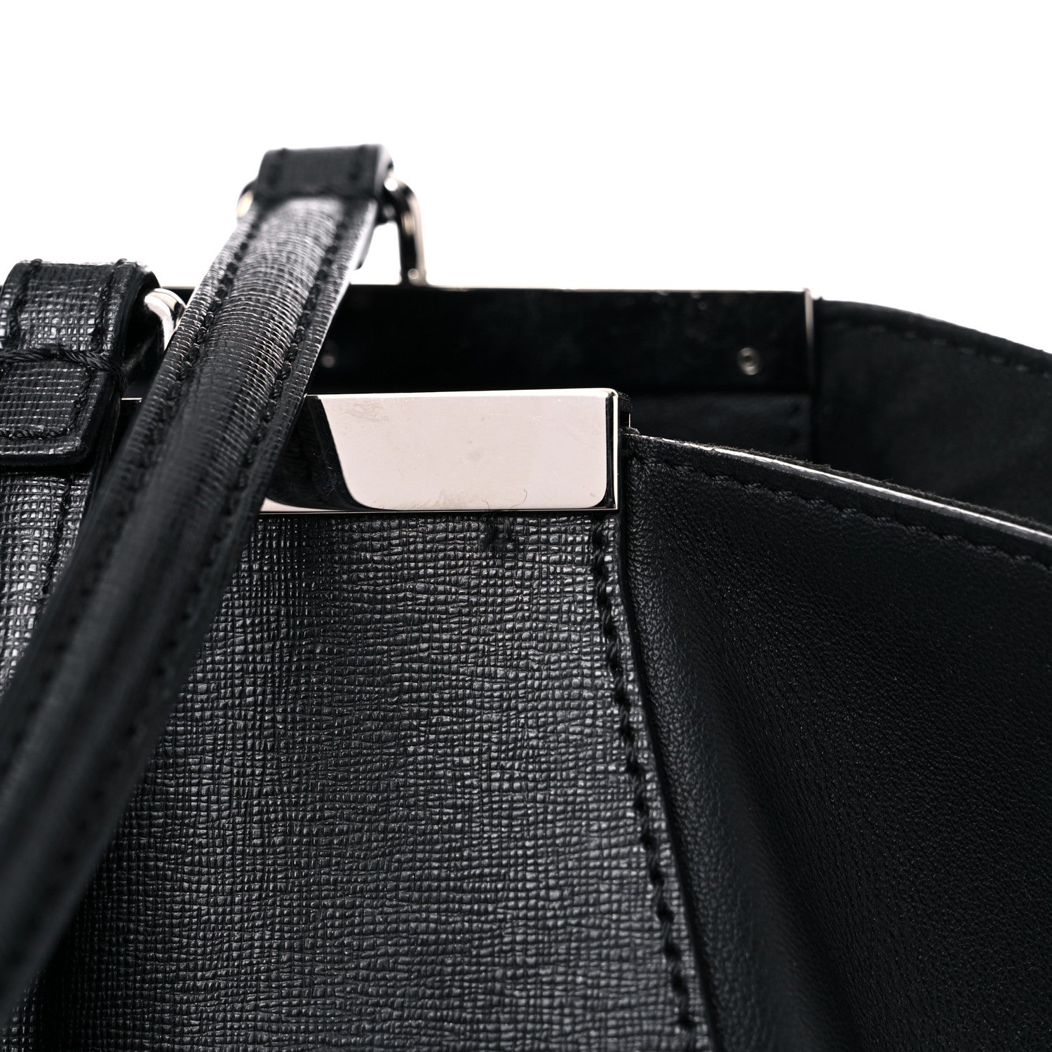 Fendi Vitello Elite Bi Color 3Jours Tote Argento Black 22 of 28