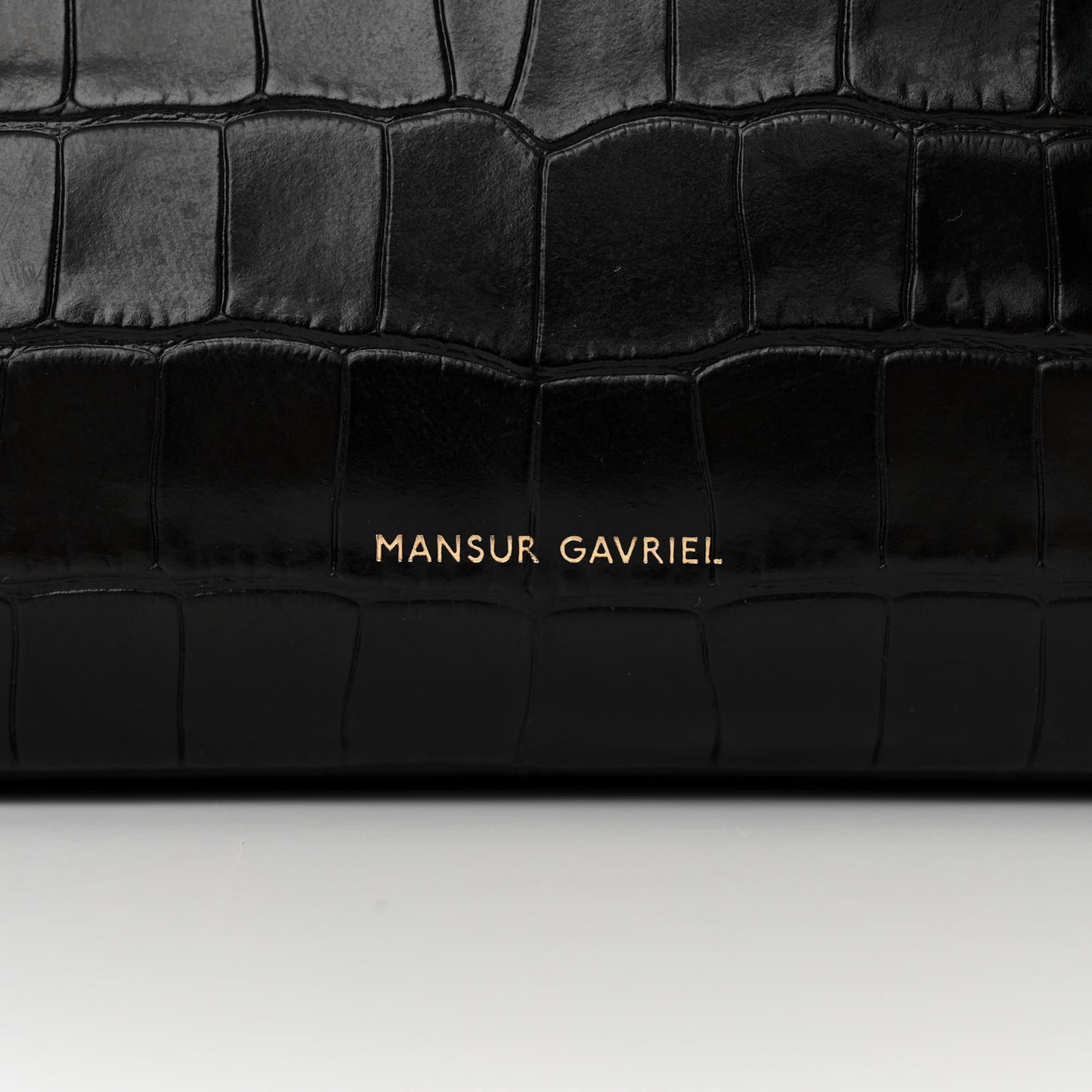 Calfskin Crocodile Embossed Large Shopping Tote Black