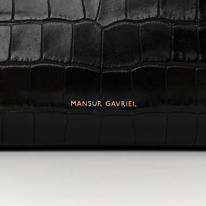 Mansur Gavriel Calfskin Crocodile Embossed Large Shopping Tote Black 7 of 12