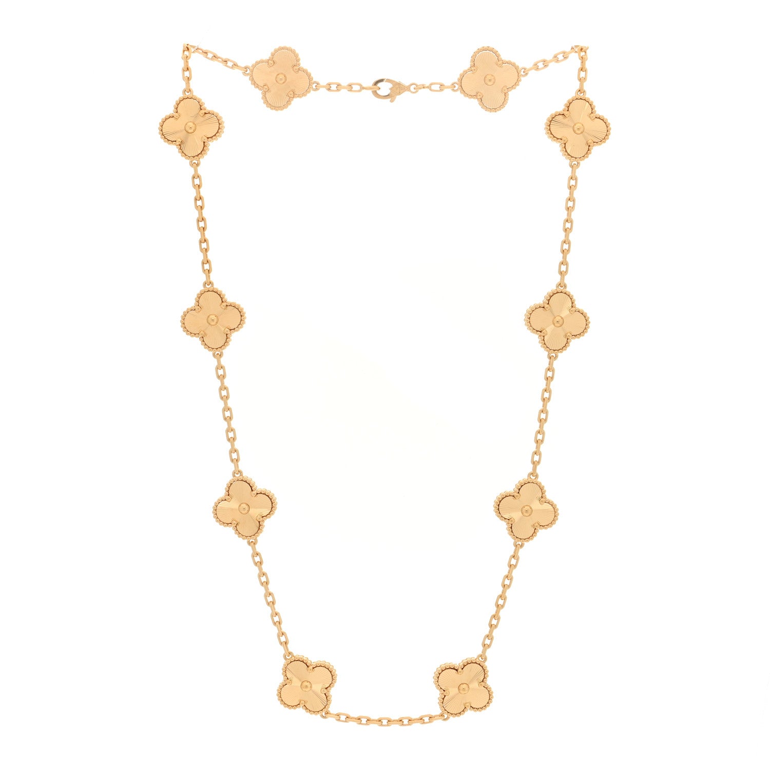Van Cleef & Arpels 18K Yellow Gold 10 Motifs Guilloche Vintage Alhambra Necklace 3 of 4