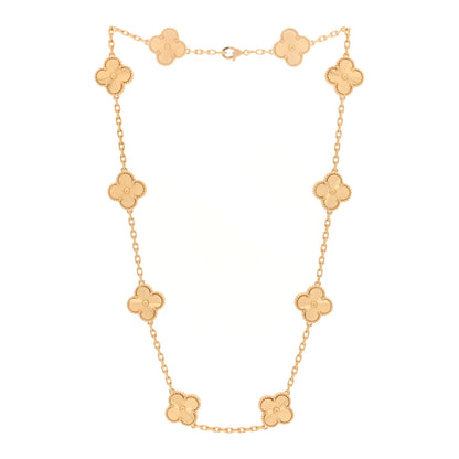 Van Cleef & Arpels 18K Yellow Gold 10 Motifs Guilloche Vintage Alhambra Necklace 3 of 4