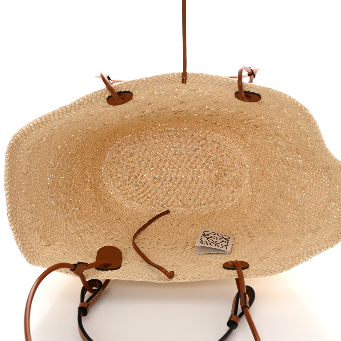 Iraca Palm Calfskin Medium Anagram Basket Bag Natural Tan