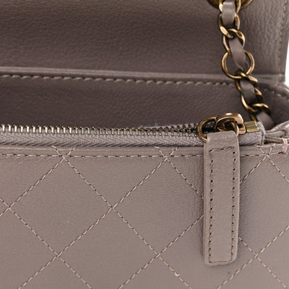 Chanel Shiny Calfskin Goatskin Quilted Small Coco Curve Messenger Flap Grey 15 of 15