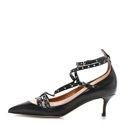 Valentino Garavani Nappa Love Latch 50mm Pumps 37.5 Black Poudre 1 of 8