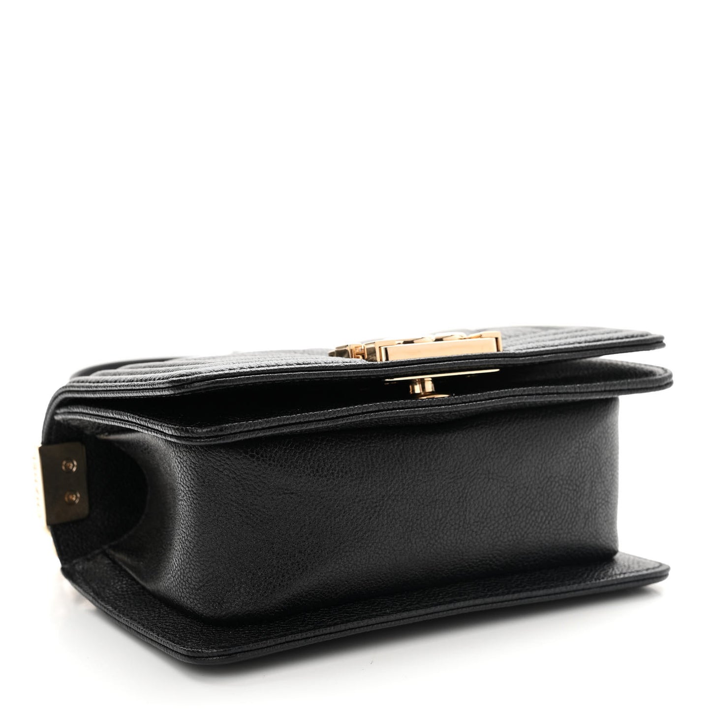 Caviar Chevron Quilted Mini Boy Flap Black