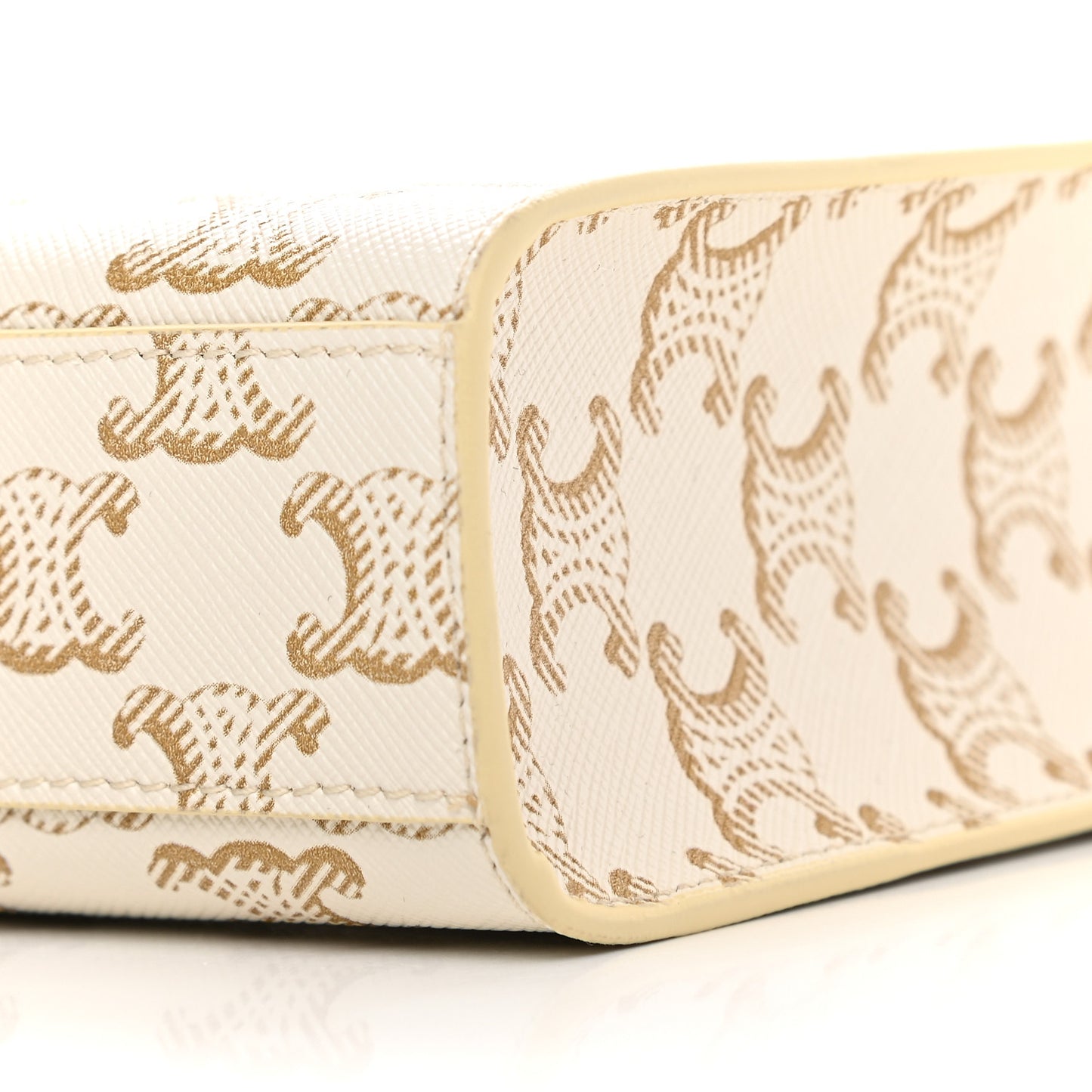 Triomphe Canvas Calfskin Mini Vertical Cabas White