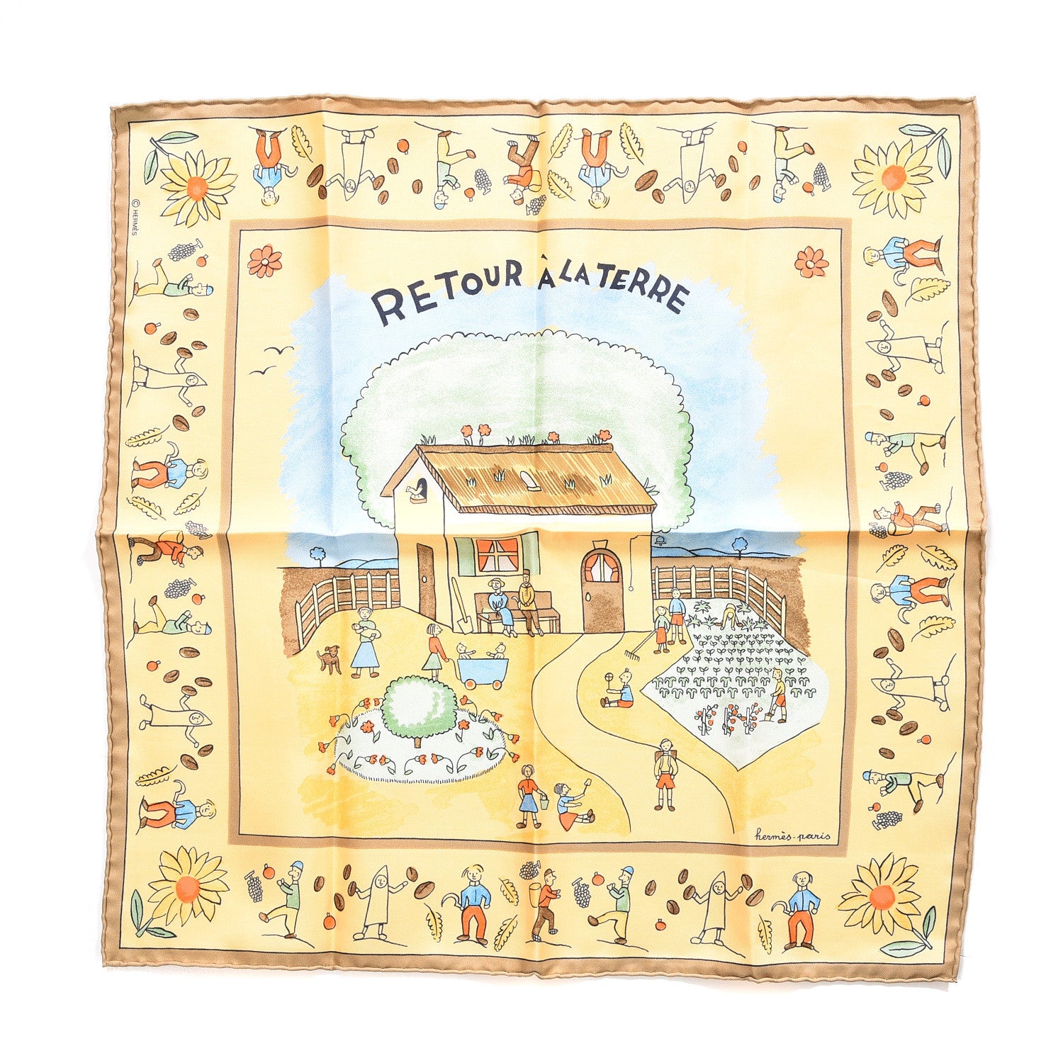 Hermes Silk Retour A'Laterre Pocket Square 1 of 5