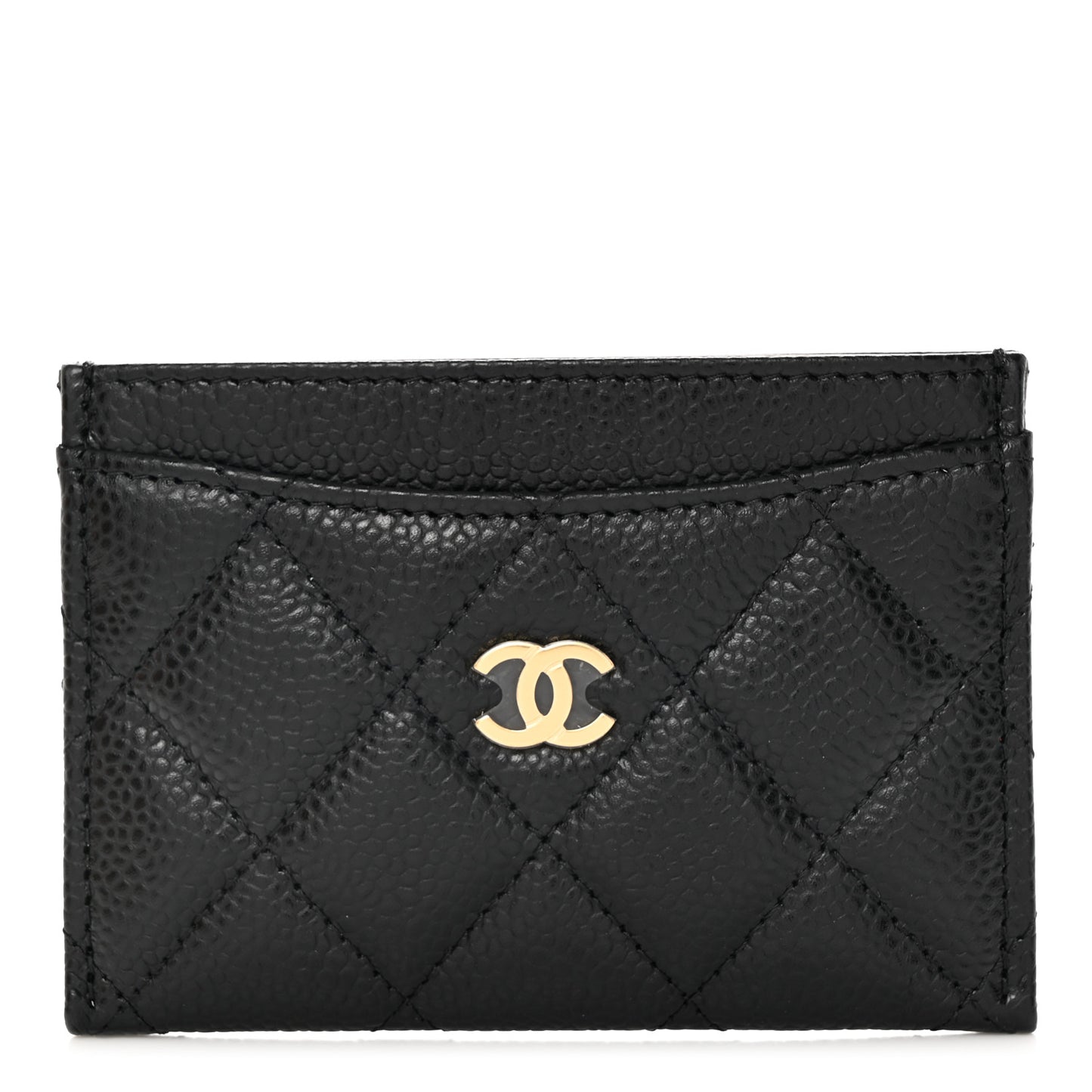 Caviar Quilted Card Holder Black