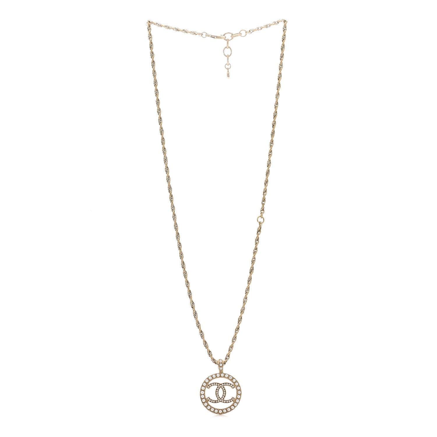 Chanel Pearl CC Round Pendant Necklace Gold 3 of 5
