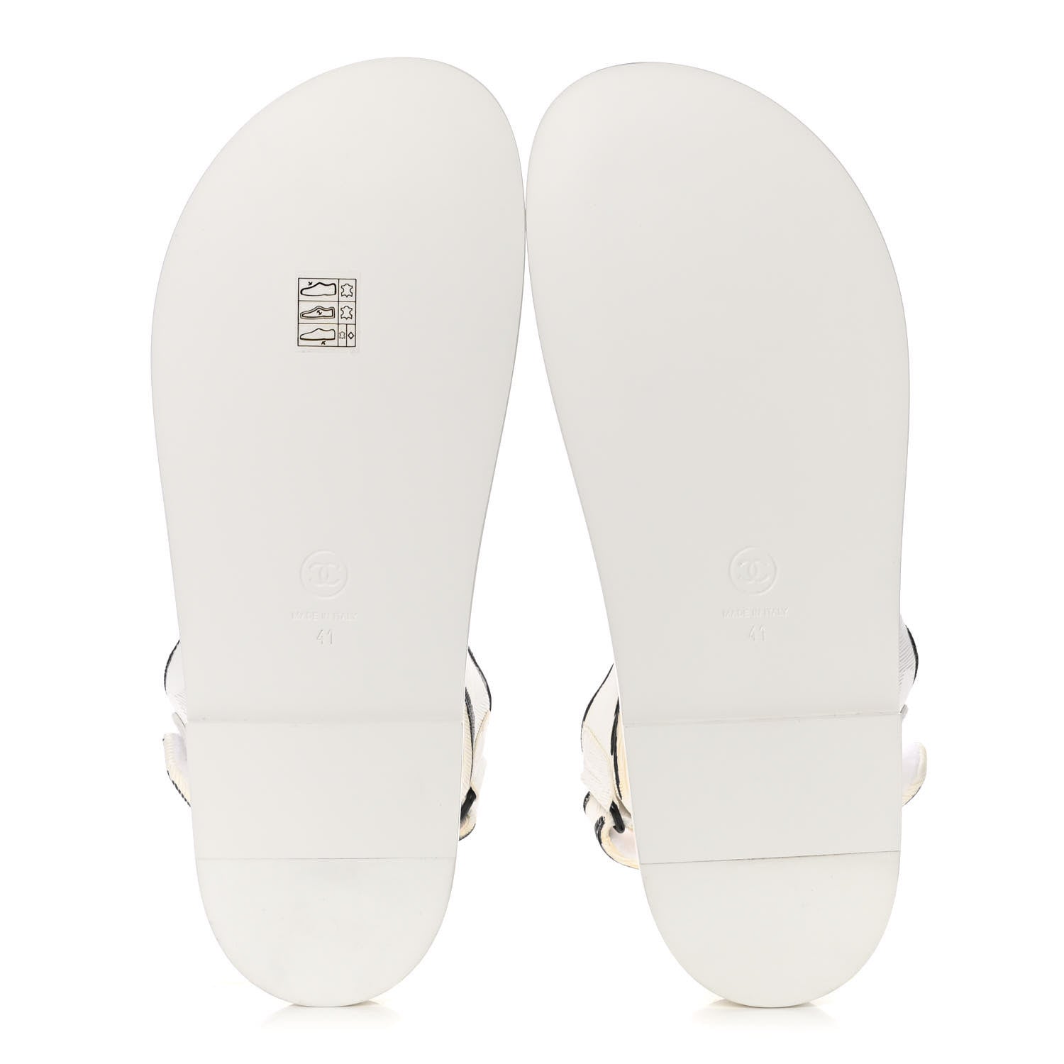 Chanel Printed Calfskin Velcro Dad Sandals 41 White Black 5 of 10