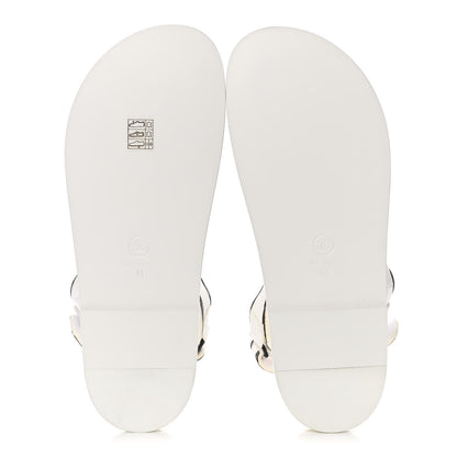 Chanel Printed Calfskin Velcro Dad Sandals 41 White Black 5 of 10