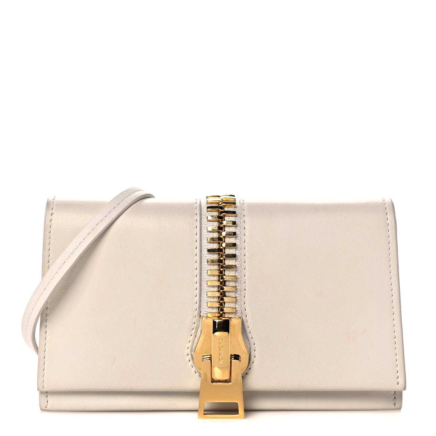 Tom Ford Calfskin Sedgwick Zip Clutch White 1 of 13