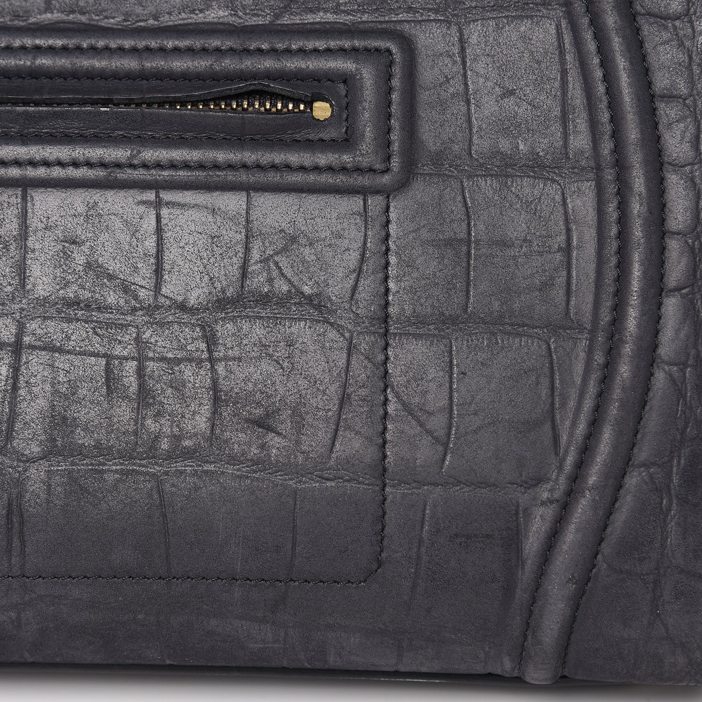 Crocodile Embossed Nubuck Medium Phantom Luggage Navy Blue