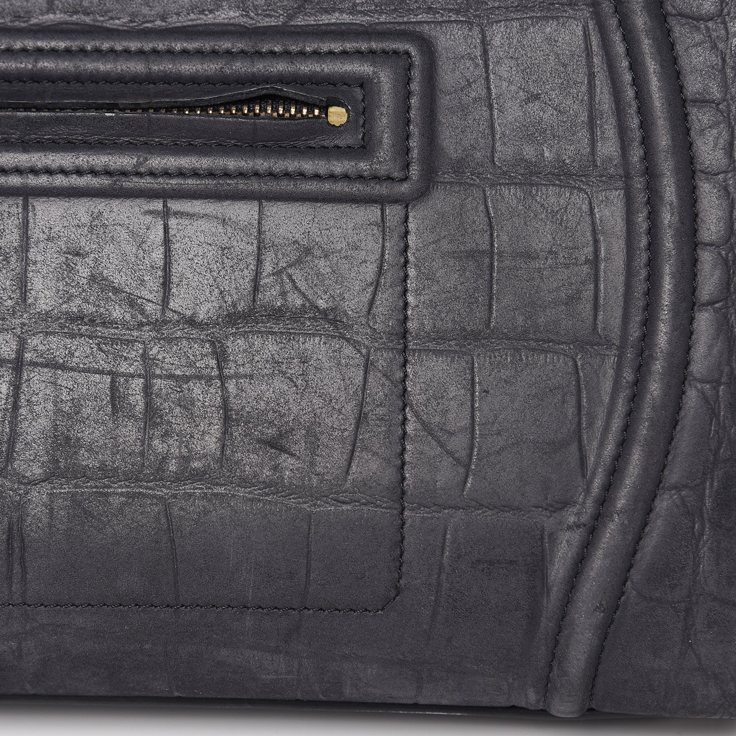 Celine Crocodile Embossed Nubuck Medium Phantom Luggage Navy Blue 13 of 18