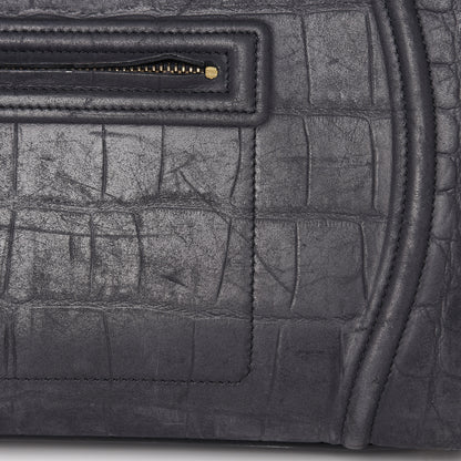 Celine Crocodile Embossed Nubuck Medium Phantom Luggage Navy Blue 13 of 18