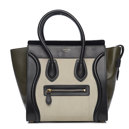 Celine Elephant Calfskin Micro Tri-Color Luggage Chalk 1 of 10