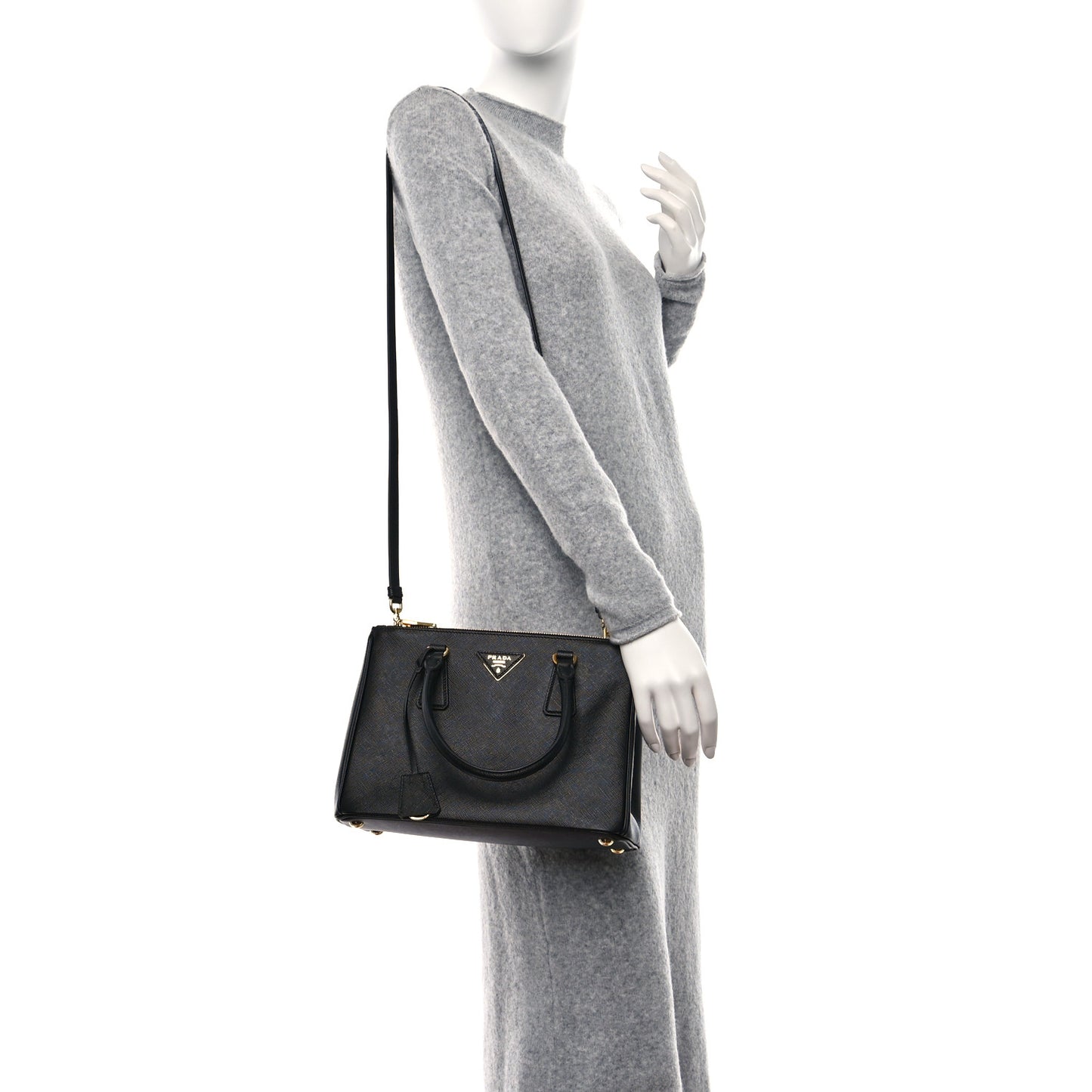 Saffiano Small Galleria Double Zip Tote Black