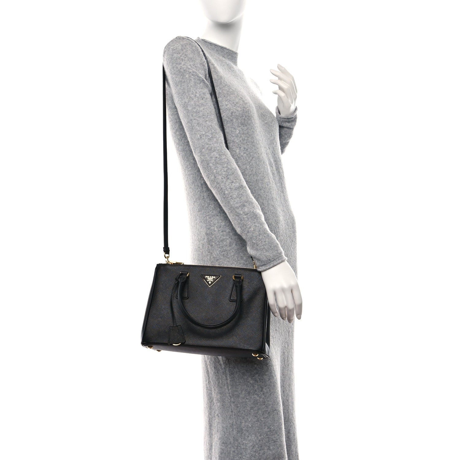 Prada Saffiano Small Galleria Double Zip Tote Black 3 of 9