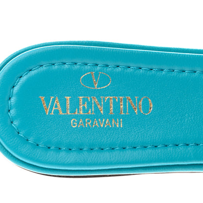 Valentino Garavani Nappa Roman Stud Flat Slide Sandals 36 Sky Fall 7 of 9