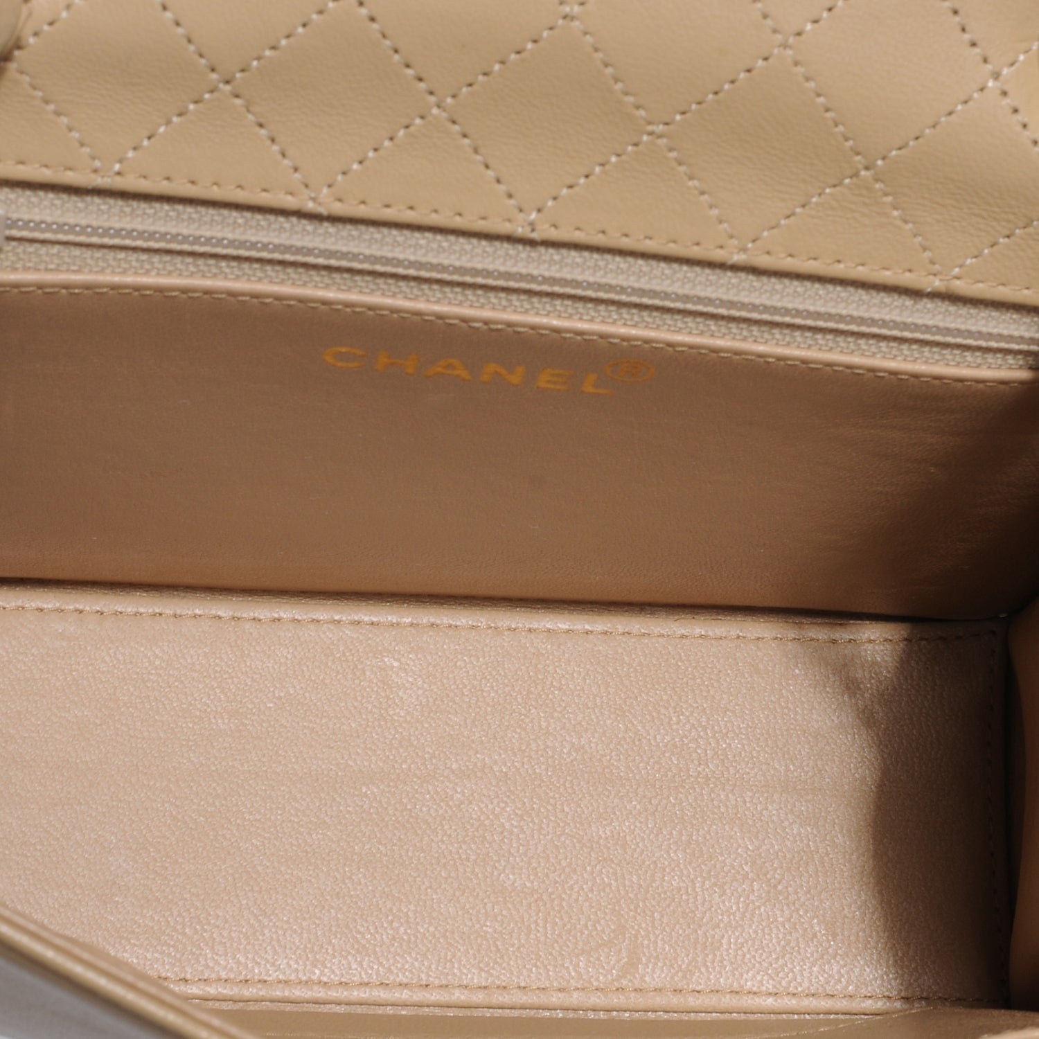Chanel Lambskin Quilted Trapezoid Shoulder Flap Bag Beige 5 of 9