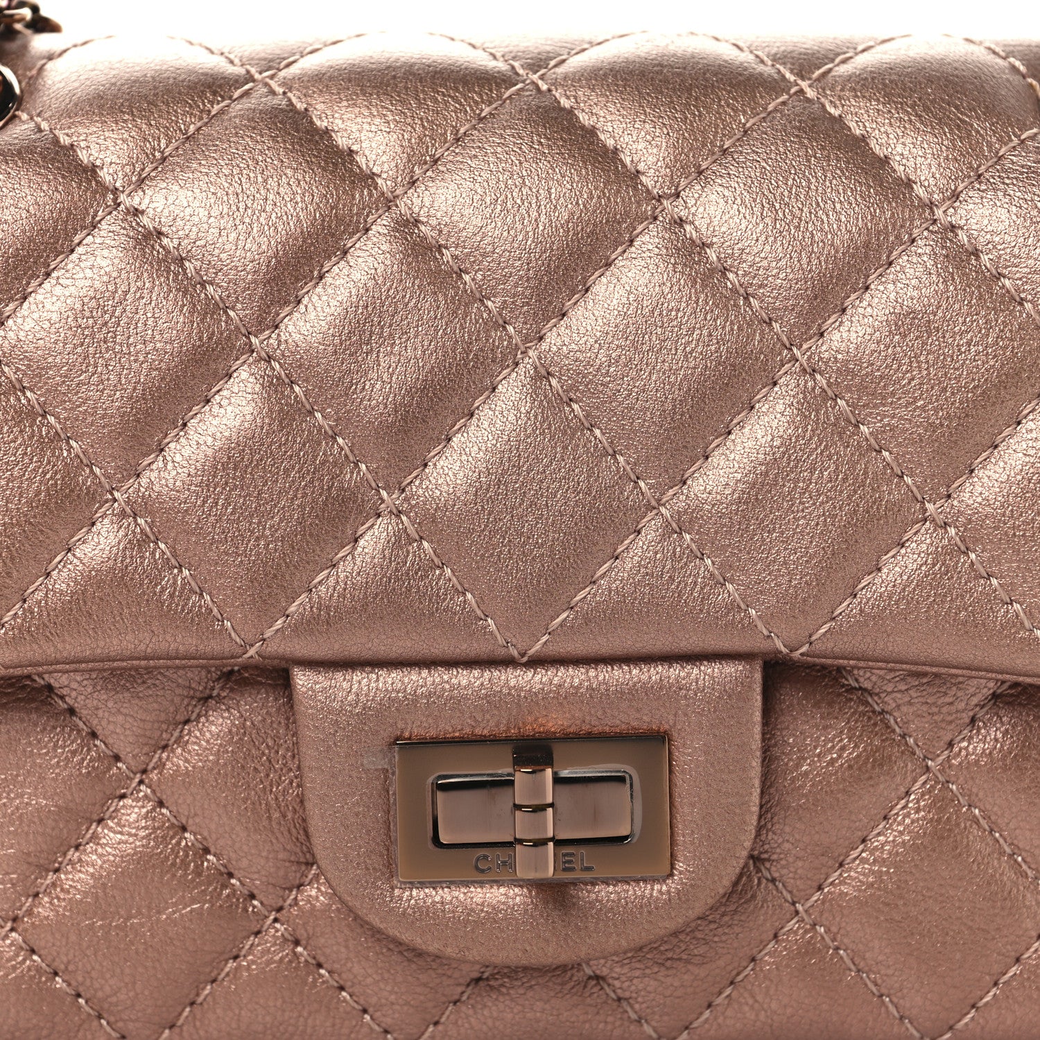 Chanel Metallic Grained Calfskin Quilted 2.55 Reissue Mini Flap Copper Pink 8 of 10