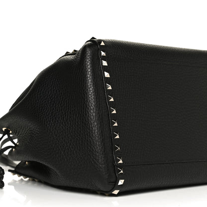 Valentino Garavani Grained Calfskin Rockstud Double Handle Cinch Tote Black 8 of 9