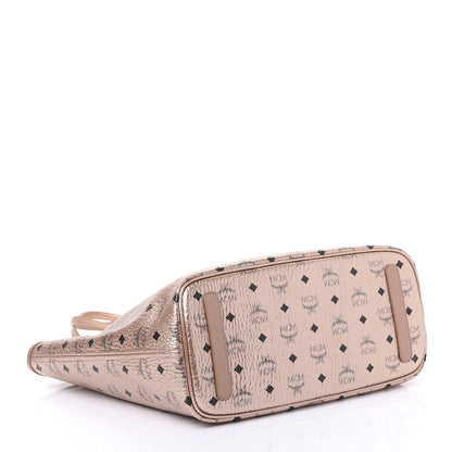MCM Metallic Visetos Medium Anya Shopper Tote Champagne Gold 3 of 15