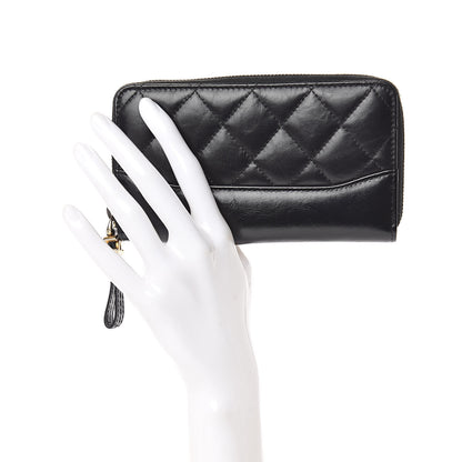 Chanel Aged Calfskin Quilted Small Gabrielle Zip Around Wallet Black 2 of 8