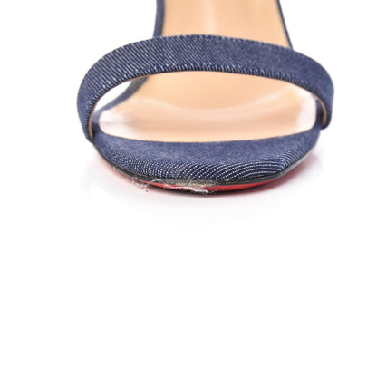 Christian Louboutin Denim PVC Jonatina 100 Sandals 37.5 Blue Transparent 13 of 14