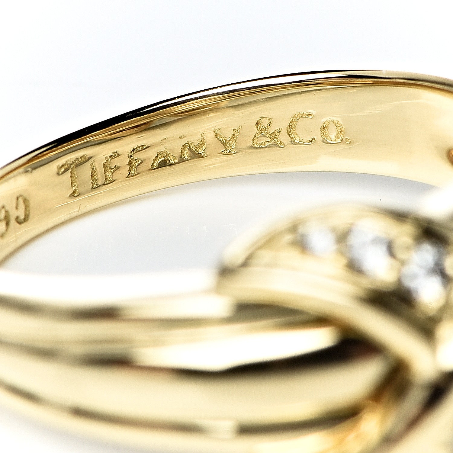 Tiffany 18K Yellow Gold Diamond Signature X Ring 50 5.25 6 of 6